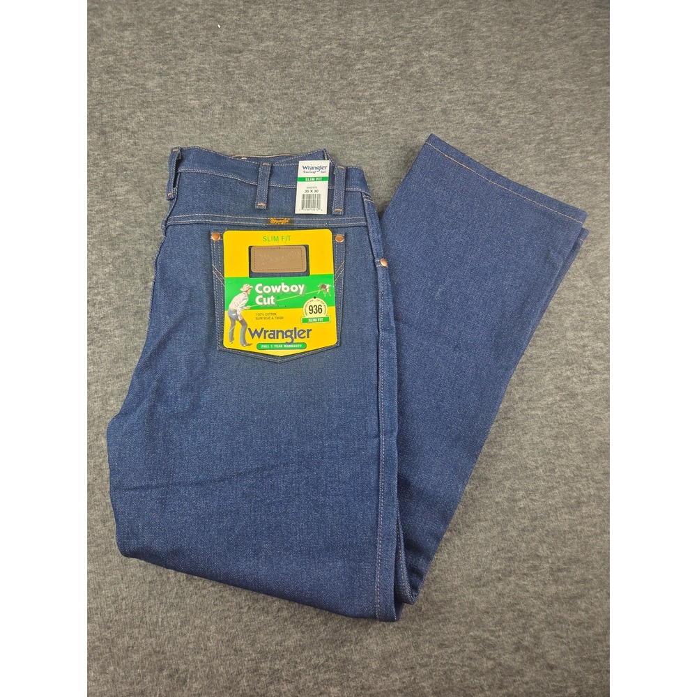 Wrangler Jeans Mens 35x30 Blue Cowboy Cut 936 Slim Fit Denim Cotton Western